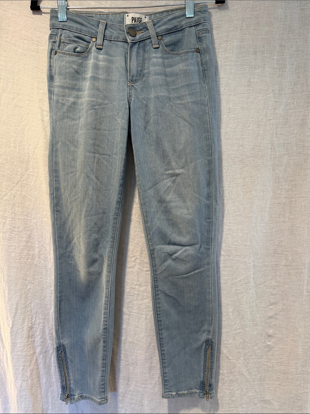 PAIGE Verdugo Crop Zip Light Wash Skinny Jeans size 24